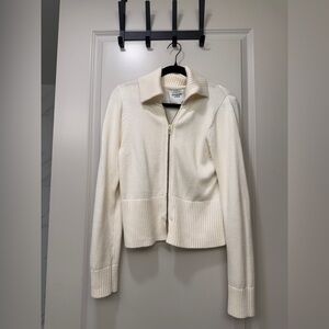Abercrombie & Fitch Off-White Knit Zip-Up